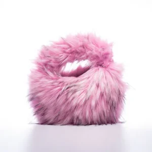 Long Plush Lady Hand Bags Luxury Round Clutch Bag Fluffy Female Purse