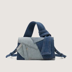 [sbrand] Denim Patchwork Women’s Shoulder Bag Square Canvas Crossbody Shopper Tote