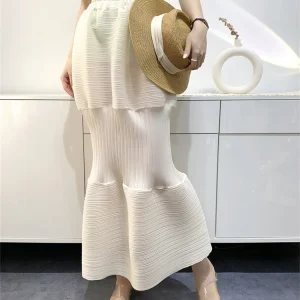 [sbrand] Pleated Lantern Sleeve Women’s Cake Dress Slim Fit Summer Elegant Midi Dress